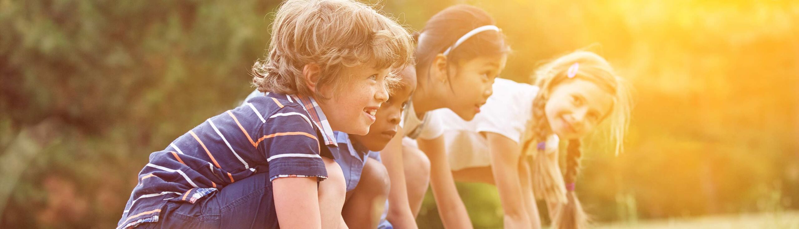 Children lined up for a race